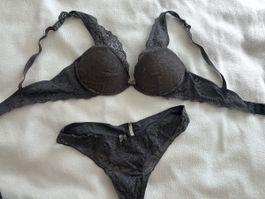 INTIMISSIMI Dunkelgraues Dessous-Set mit Spitze, BH und Slip