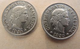 5 Rappen Münze, Schweiz, Jahrgang 1939 2 Stück