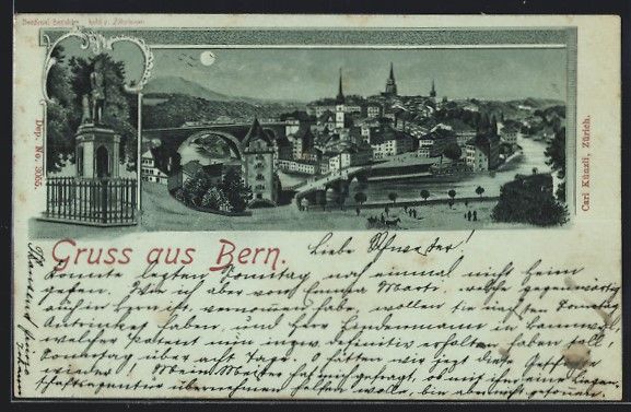 Cartoline postali: Mondschein-Lithographie Bern, Ortsansich – Usato da Berlin venduto da bartko-reher