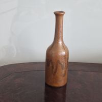 Braune Keramikvase, Vintage, signiert, gut erhalten