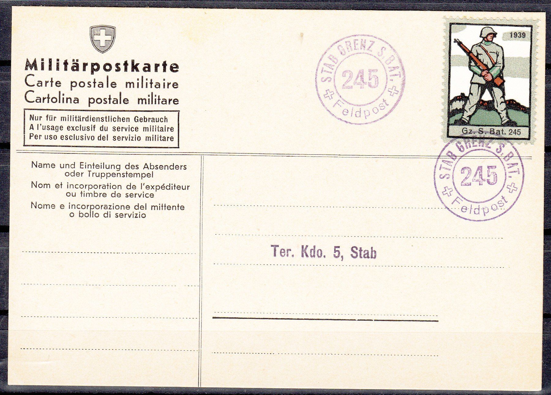 Tutti i francobolli: Militärpostkarte 2.Wk Mit soldatenmarke – Usato da Herrliberg venduto da Lfrifda