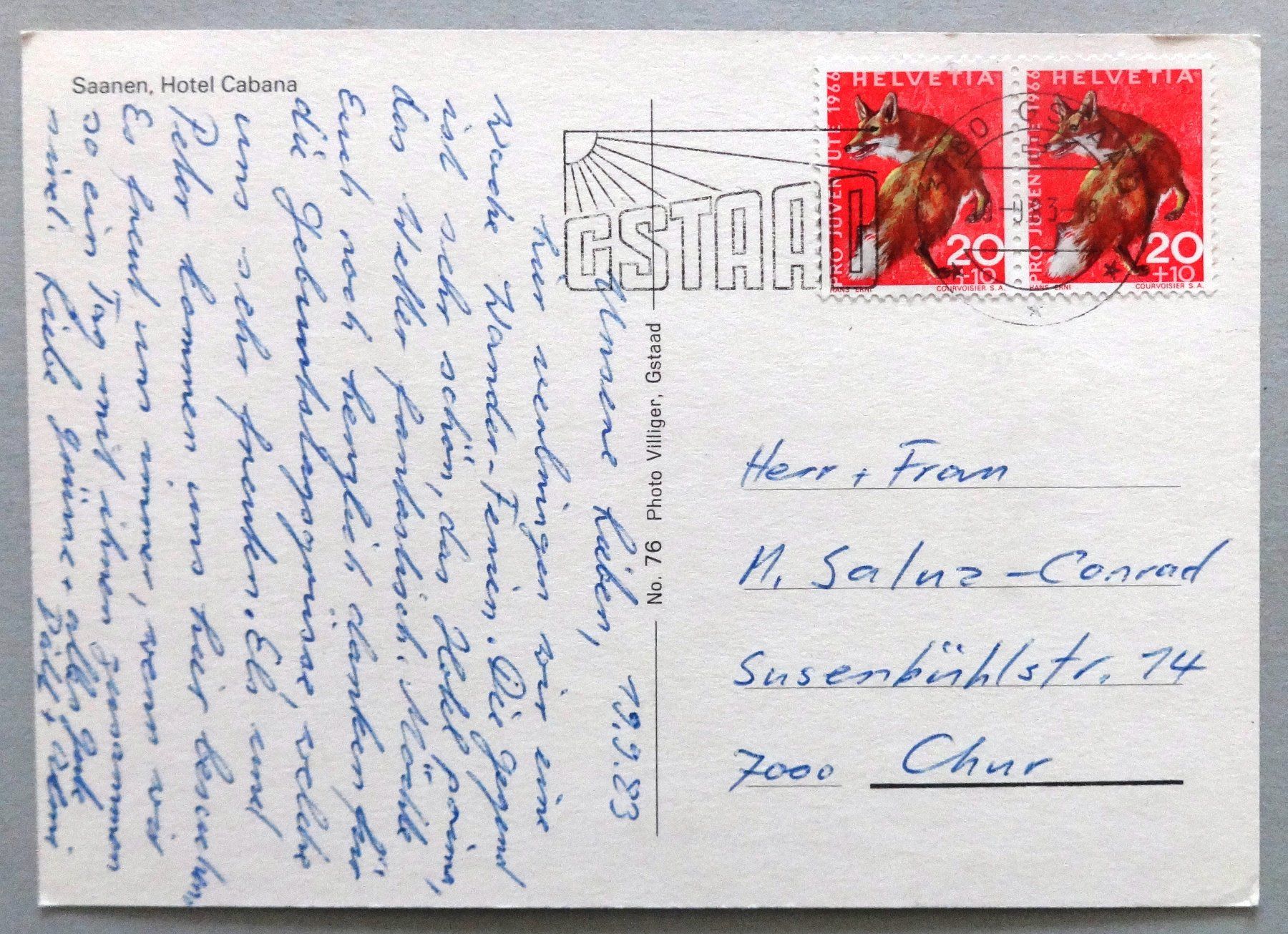 Cartes postales: Saanen, Hotel Cabana – D'occasion à Fétigny par Billy2miny 1