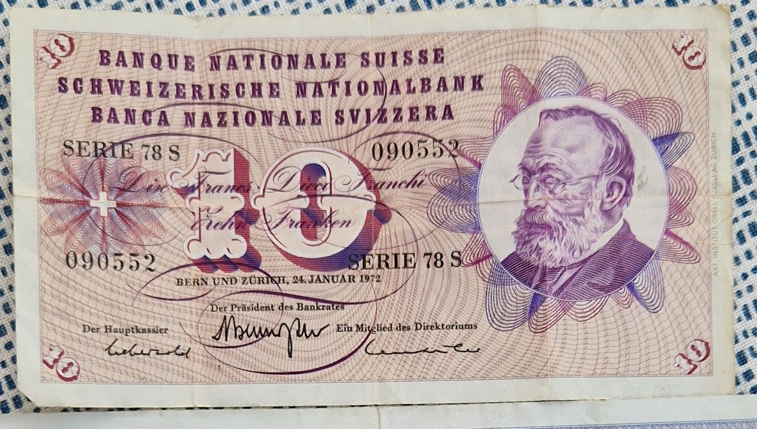 Banknoten: Alte Schweizer Banknoten 10er & 20er – Gebraucht aus Hünibach von  2