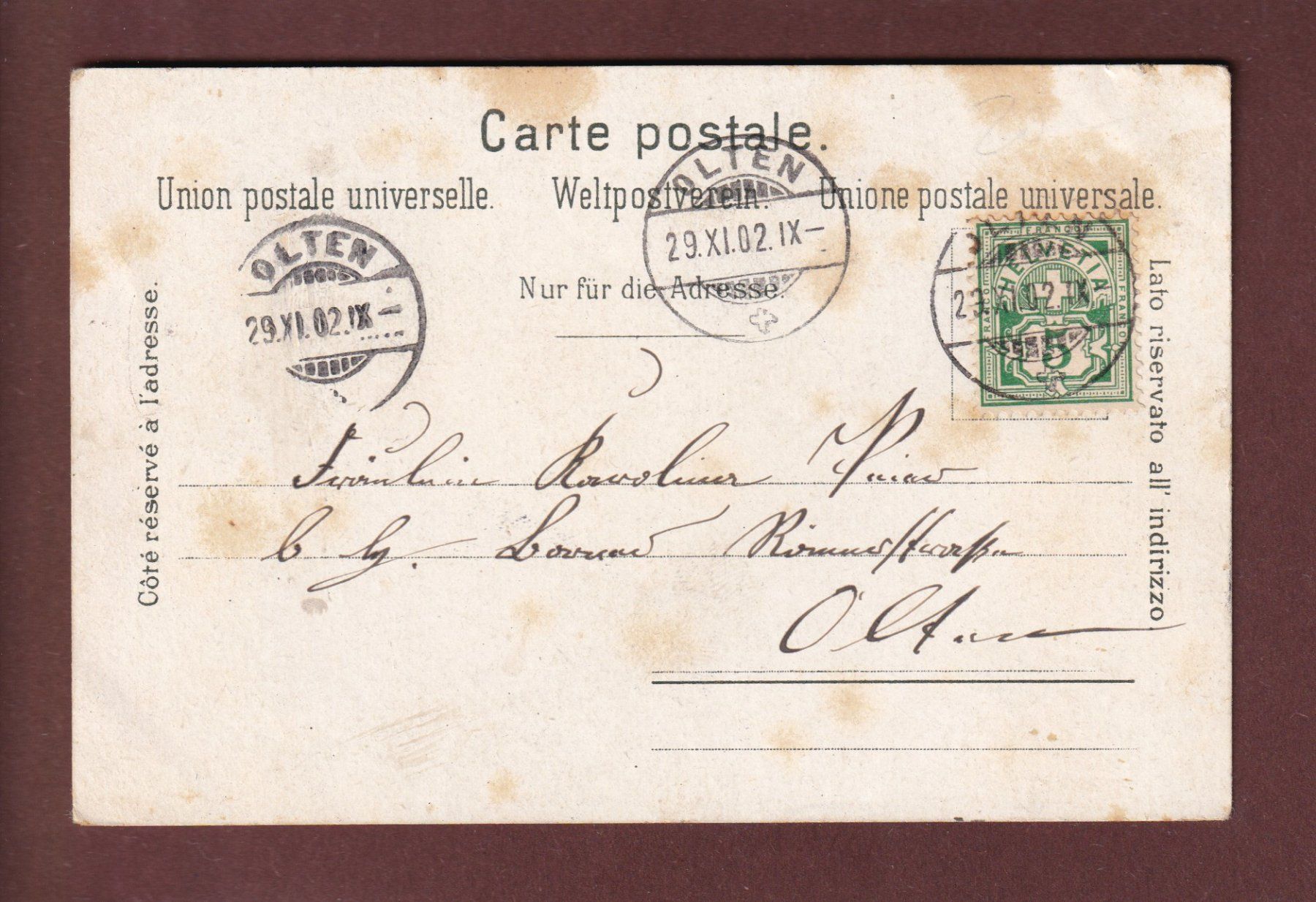 Cartoline postali: BASEL - Baslerin - Nelkenwurz - 1902 – Usato da Pully venduto da nicecards 1