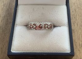 Silberner Ethno-Ring mit Emaille, Grösse 54