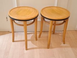 Paar Vintage Hocker aus Bugholz Ligna / TON Tschechoslowakei