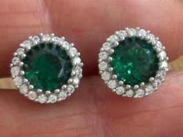 Luxus Elegante Zirkonia Ohrstecker Farbe: Silber/Grün