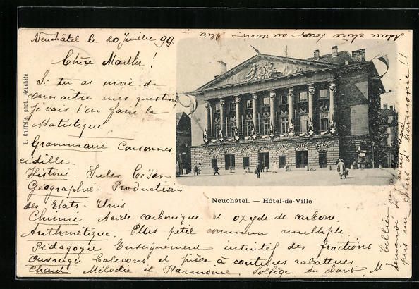 Cartoline postali: AK Neuchatel, Hotel-de-Ville – Usato da Berlin venduto da bartko-reher