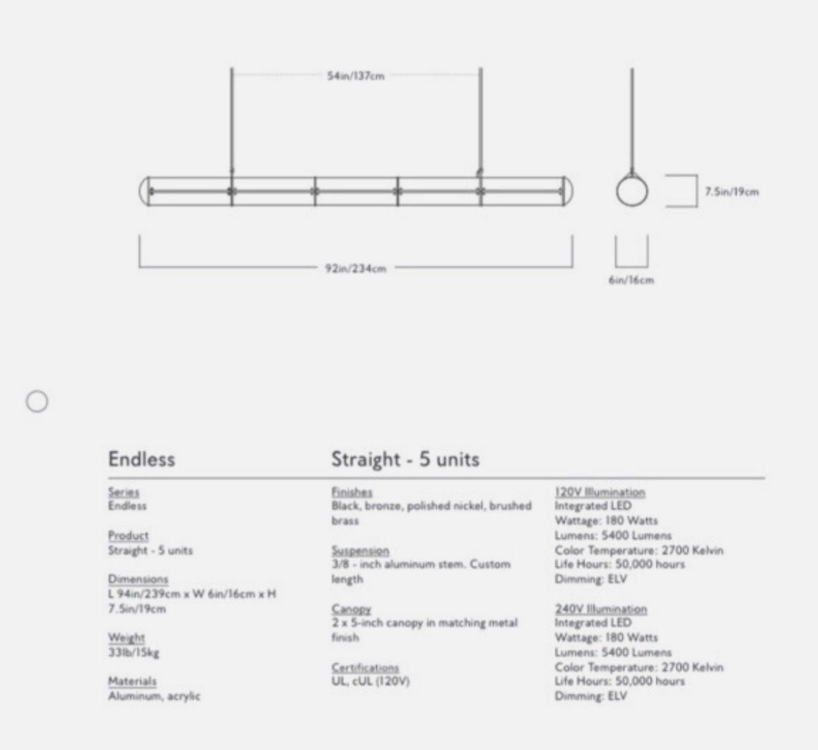 Lustres & lampes de plafonds: Endless Pendant 5 units - Jason Miller for Roll & Hill – Neuf (Voir description) à Rüschlikon par del_f9xw 3