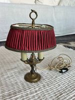 Lampada da tavolo vintage in ottone paralume plissettato 