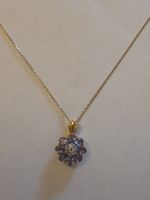 585 Gold Kette & Tansanit Diamanten Anhänger Gratis Versand