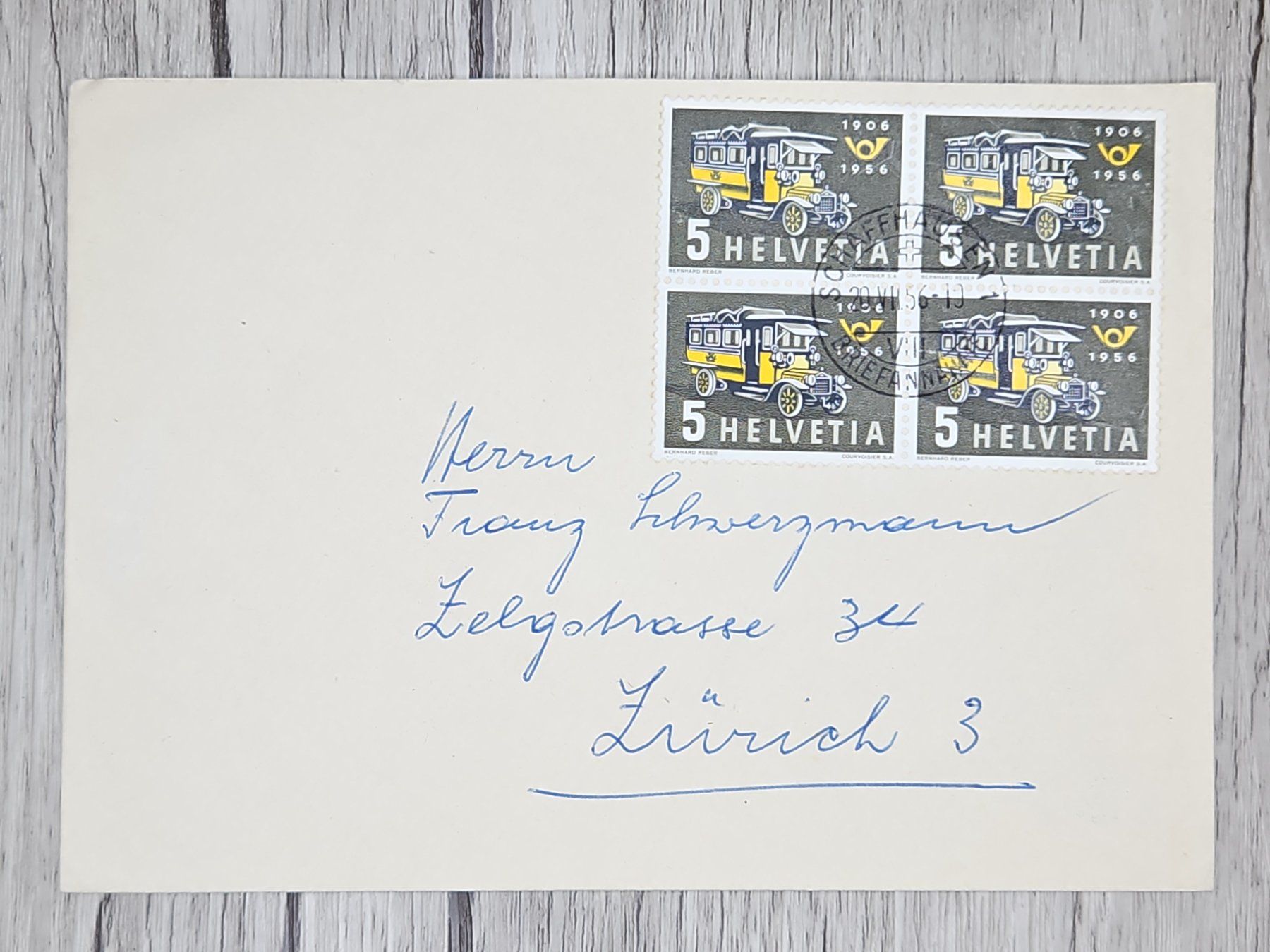 Tutti i francobolli: CL13 Enveloppe + Timbre Suisse 1956 – Usato da Cousset venduto da Patrick_Collections