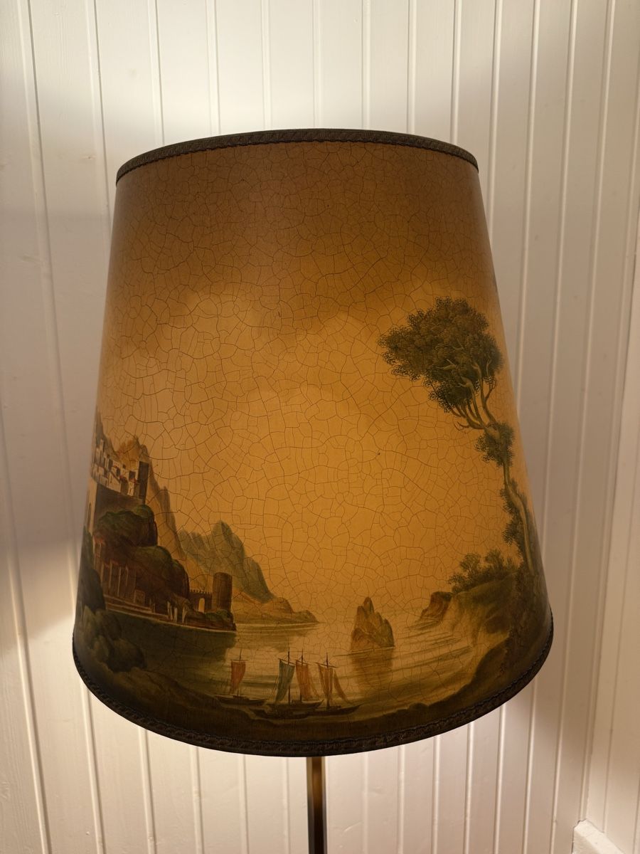 Lampade: Vintage Stehlampe mit Landschaftsschirm, 2-flammig – Usato da Bern venduto da Moowee 3