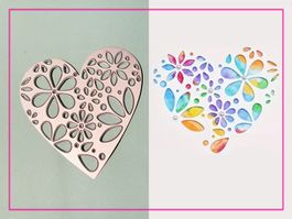 Herz mit Blumen  Neg/Pos. Schablone - Stanzschablonen