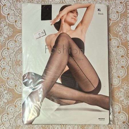 Migros Fashion Strumpfhose mit Naht Schwarz 20DEN Gr.XL