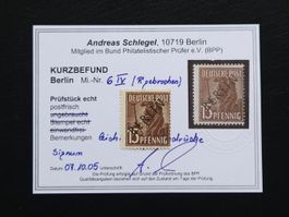 Berlin Abarten Mi-Nr.6 lV Postfrisch Geprüft BPP