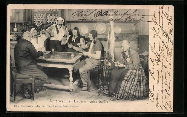 Cartoline postali: Unterwalden, Unterwaldner Bauern bei ein – Usato da Berlin venduto da bartko-reher