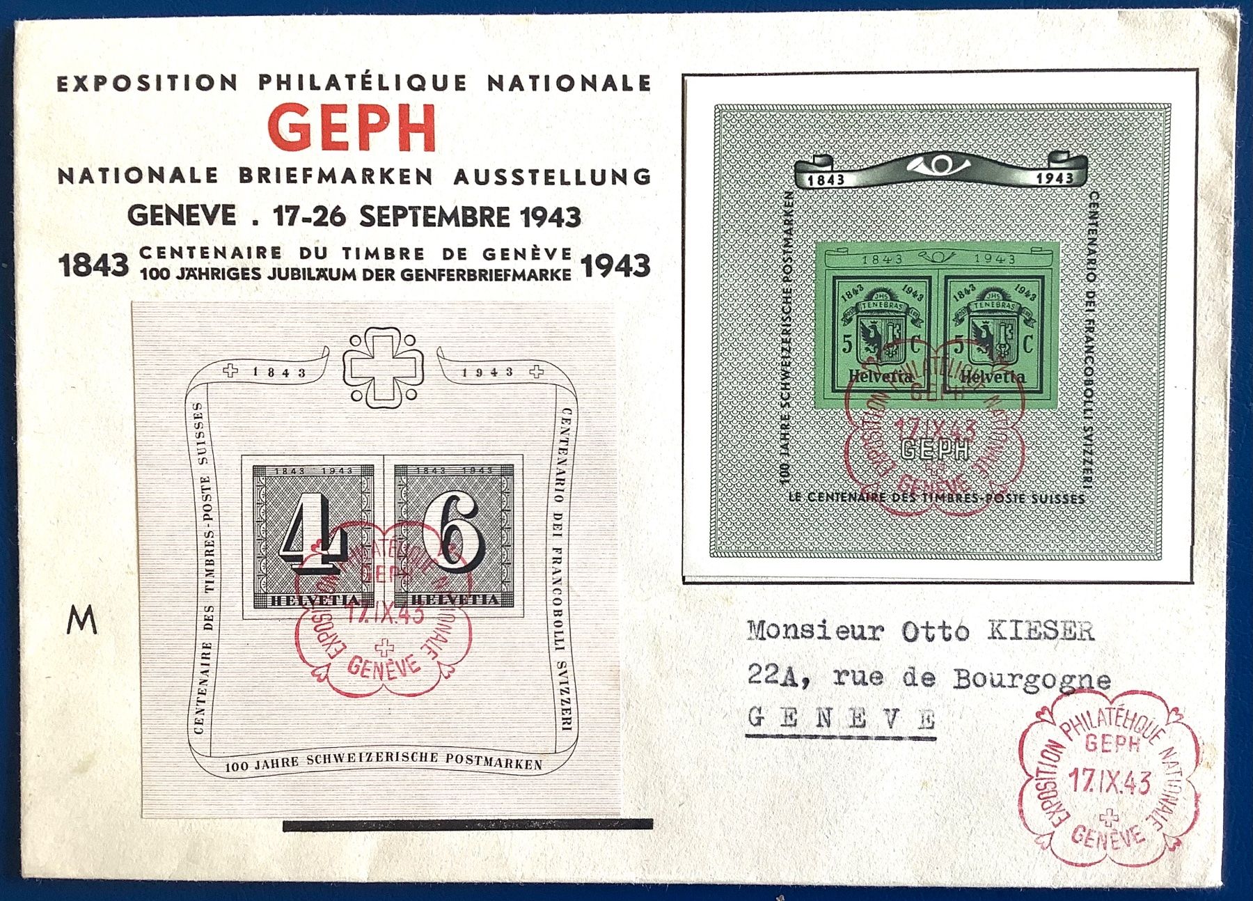 Tutti i francobolli: 1943 / FDC GEPH W18  + W14 / Genéve – Usato da Liestal venduto da Skunk02
