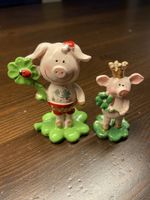 2 Glücksschweinchen Deko Figuren Glücksbringer Neu!