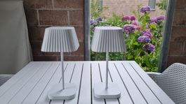 2 x Mood LED Akku-Tischleuten Ferrara, weiss, dimmbar, 30cm