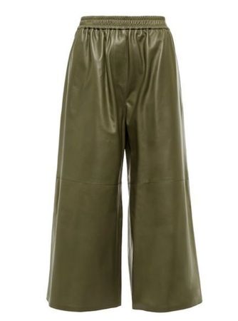 H&M Culotte Kunstleder Hose in Olivgrün Gr. S