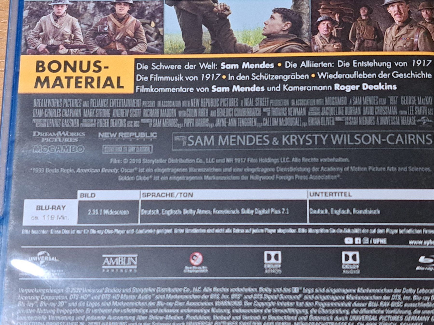 Tutti i DVDs: Blu-ray 1917 von Sam Mendes mit George MacKay – Nuovo (secondo la descrizione) da Unterseen venduto da Kanica 4