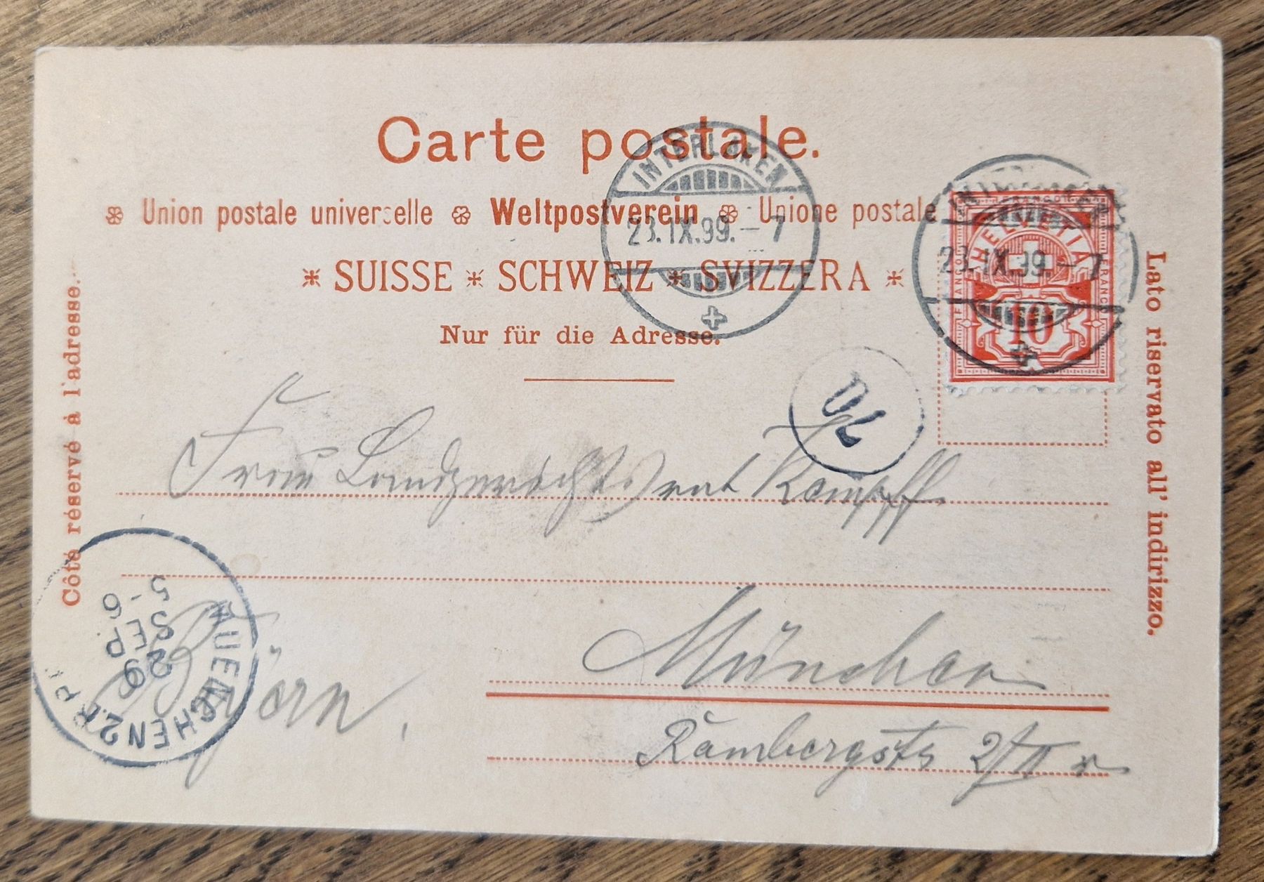 Ansichtskarten: Kleine Scheidegg 1899, n. München – Gebraucht aus Ebikon von Donar50 2