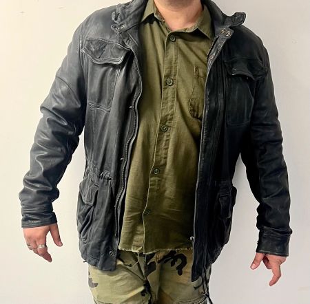 LEONARDO Lederjacke Schwarz Echtleder Field Jacket Gr. XXL