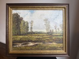 Landschaftsgemälde (Öl auf Leinwand) von R. Baumann