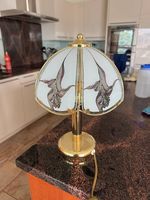 Vintage Tischlampe messing und glass