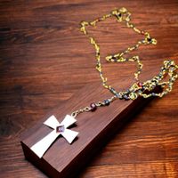 Rosenkranz-Kette Bronze mit Topas, Turmalin & Tigerauge