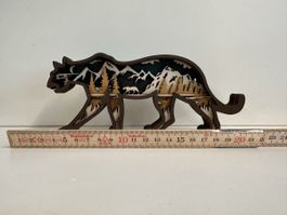 3D Holzbild Puma Landschaft Deko Figur