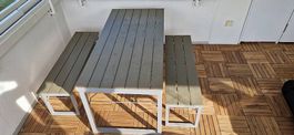 Gartentisch mit Bänken zusammenklappbar