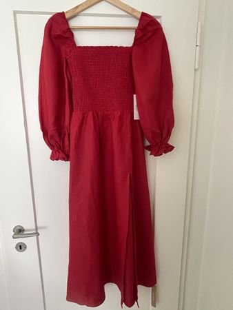 rotes Midikleid aus Leinen  / Red linen mini dress 