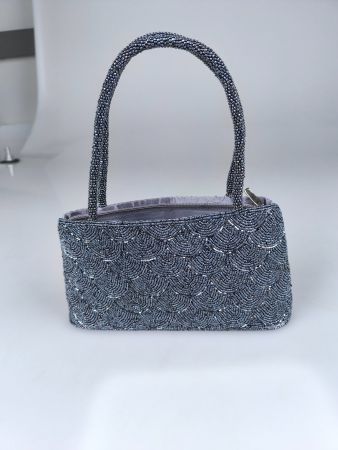 Vintage-Handtasche Grau/Silber-Töne
