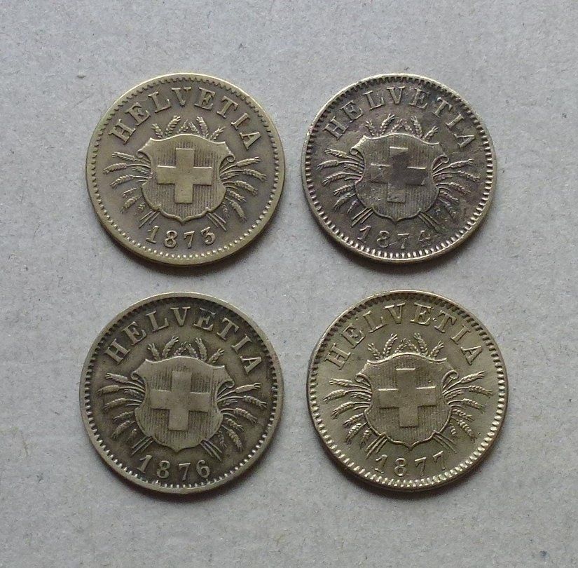 Tutti le monete: Lot ++ 5 Rappen ab 1850 bis 1877 – Usato da Walkringen venduto da Casablanca777 3