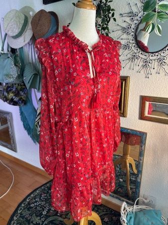 *:• ★Rotes Sommerkleid mit Blumenmuster*:• ★ L