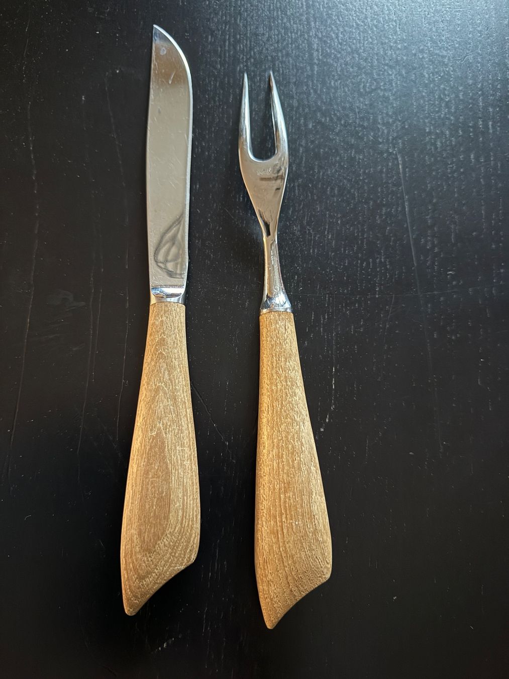 Coltelli: Vintage Fleisch Set, Messer & Gabel mit Holzgriff, Top! – Usato da Erstfeld venduto da Mario_boe0 1