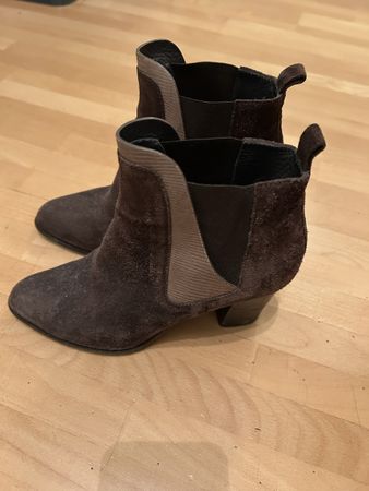 Leder Stiefelette Braun Samt Navyboot  Gr.35-36