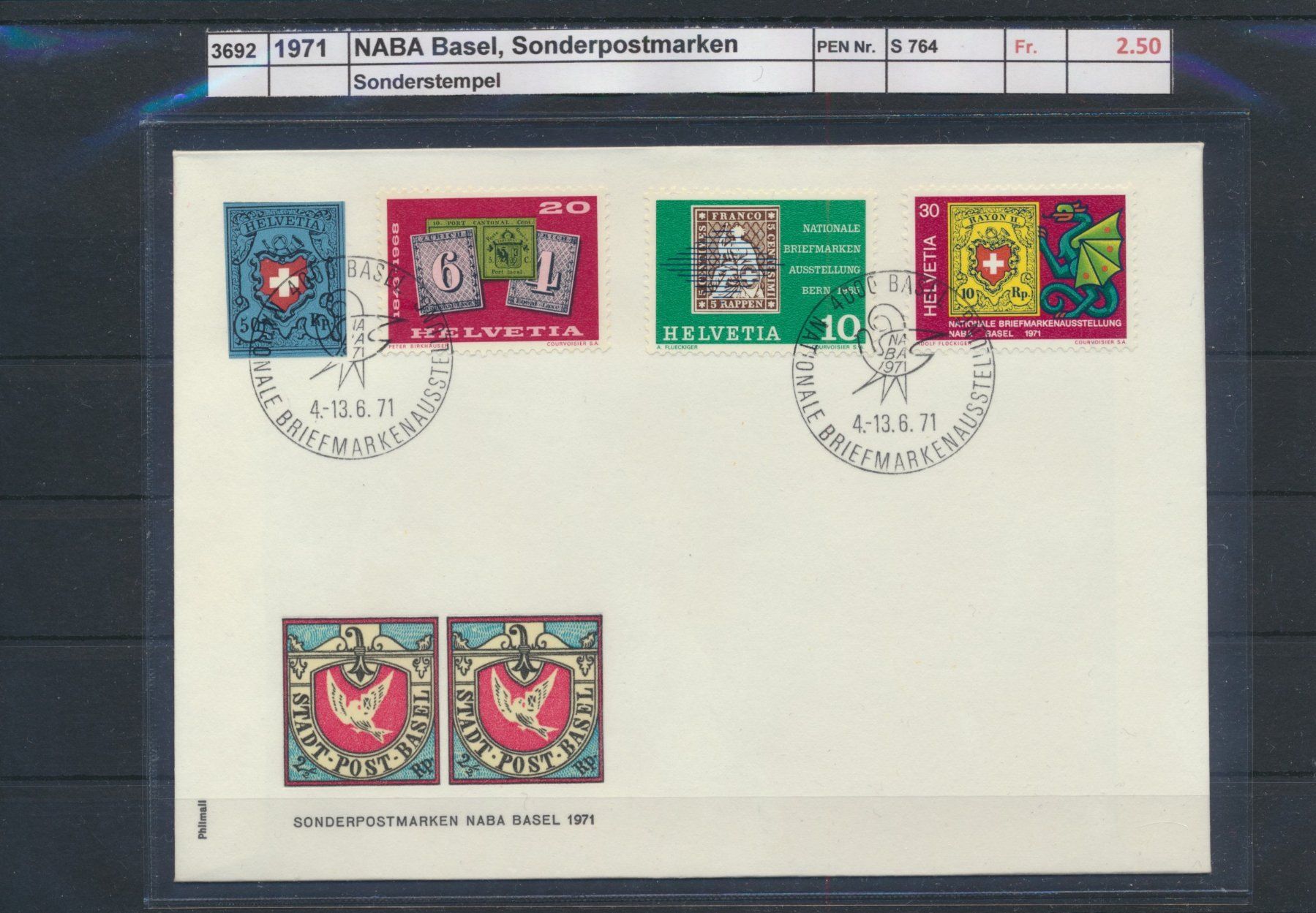 Tutti i francobolli: 1971 NABA Basel - Sonderpostmarken, Sonderstempel – Usato da Winterthur venduto da Zupogeru