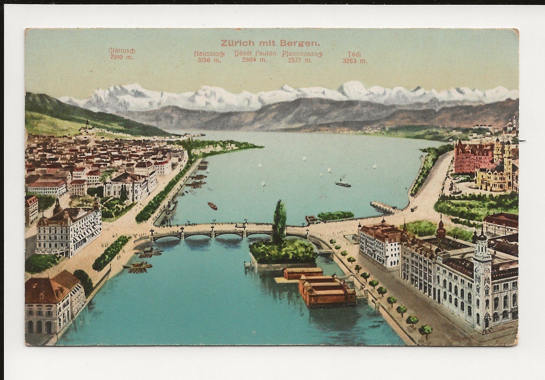 Ansichtskarten: AK 1920 Zürich mit Bergen – Gebraucht aus Greifensee von 315WDO