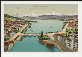 AK 1920 Zürich mit Bergen