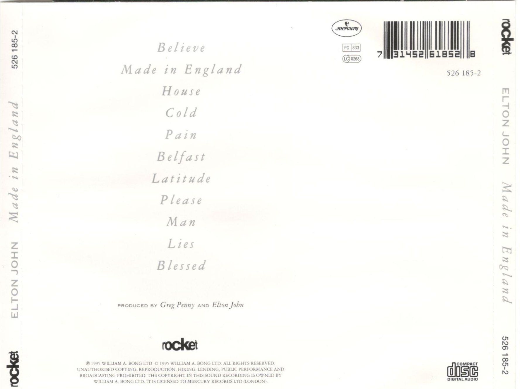 CD: Elton John CD Made In England – Usato da St. Margarethen TG venduto da Smiley-Face 2