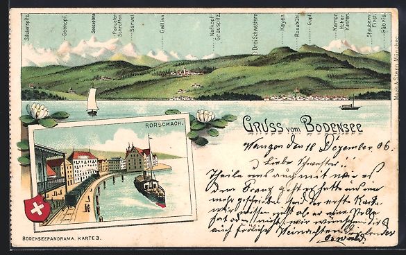 Cartes postales: Litho Rorschach, Schiff am Hafen, Blick  – D'occasion à Berlin par bartko-reher