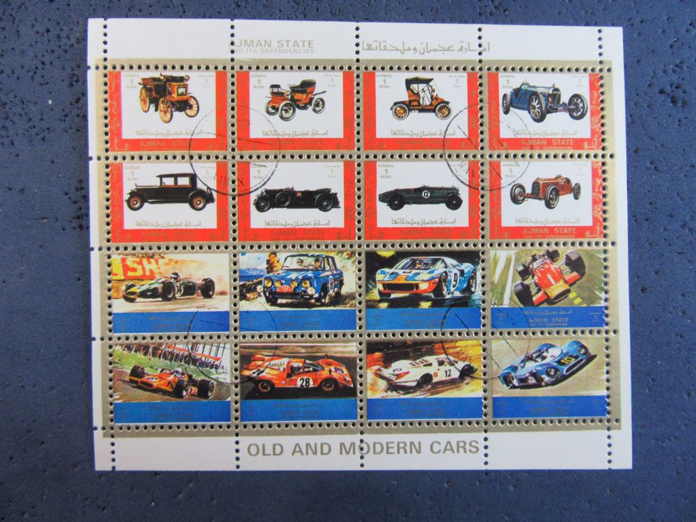BRIEFMARKEN-BLOCK OLD AND MODERN CARS AJMAN OLDTIMER RACING (Gebraucht ...