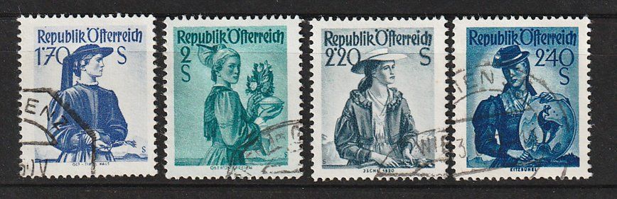 Alle Briefmarken: Österreich Trachten 1.70S-2.40S – Gebraucht aus Arlesheim von gaugi43