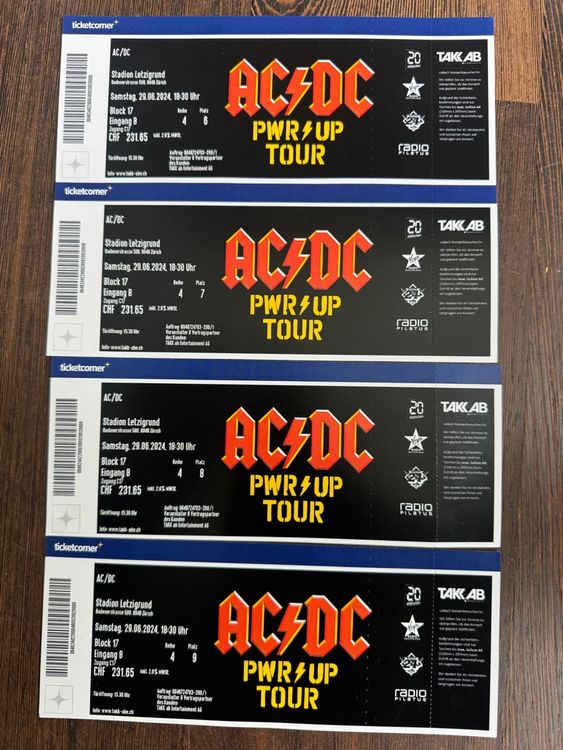 4 AC/DC Sitzplätze, Zürich 29.6.24 (Neu und originalverpackt) in ...