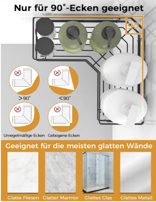 Scaffali: 2 Stück Selbstklebend Eckregal Badezimmer Duschablage – Nuovo (secondo la descrizione) da Thun venduto da onlino 2