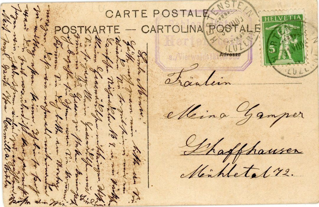 Cartoline postali: Hertenstein  LU  -  Pension HERTENSTEIN      um 1905 – Usato da Brig venduto da Valcards54 1