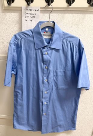 B. Swiss Cotton kurzarm Hemd, Gr. 38, hellblau Businessline